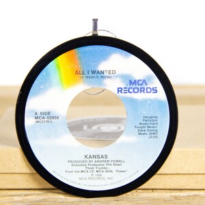 Vintage Kansas &quot;All I Wanted&quot; Record Christmas Ornament from 1986 / Vintage Holiday Decor / Rock, Pop
