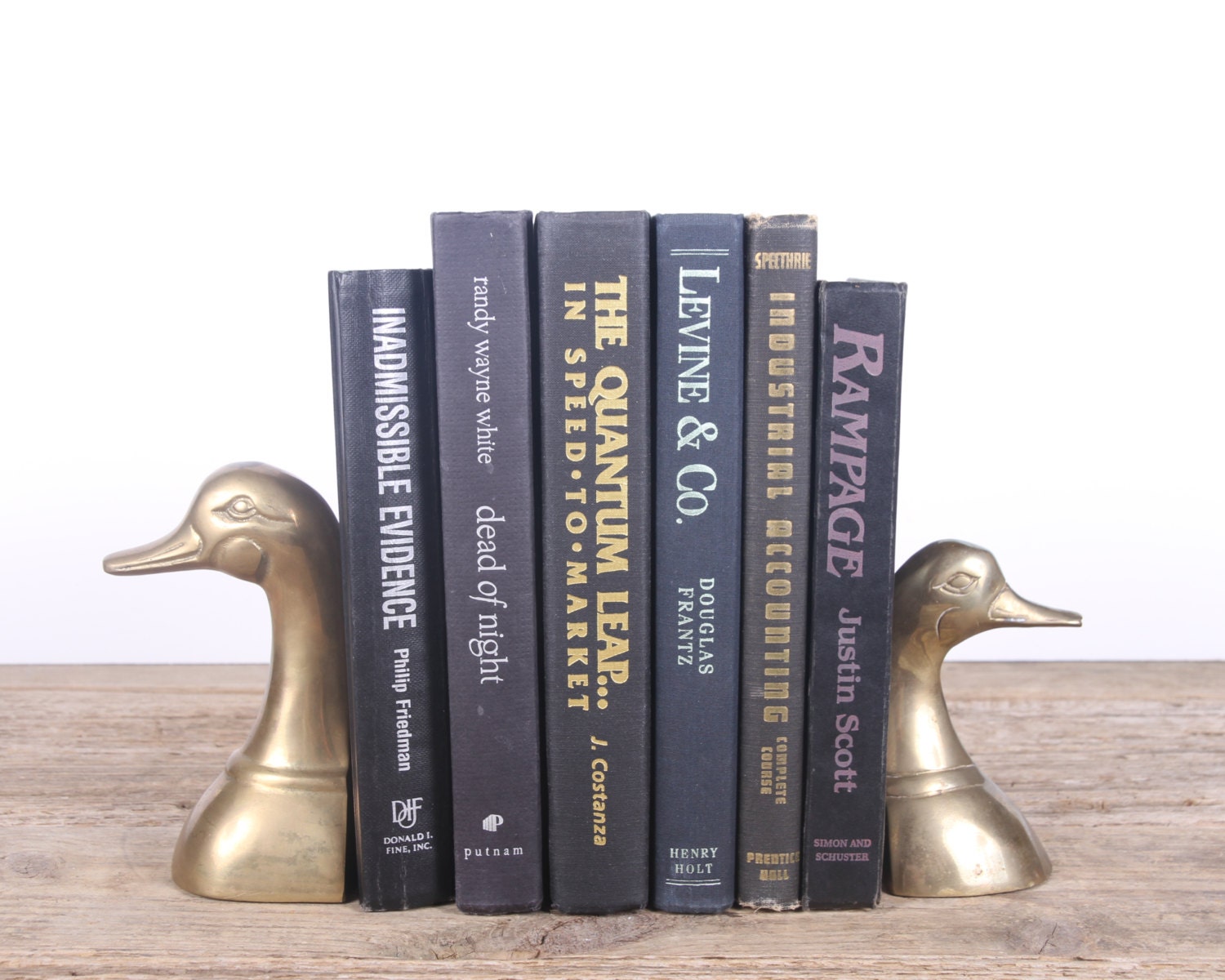 Vintage Brass Duck Bookends / Gold Duck Bookends / Duck Gift / Unique