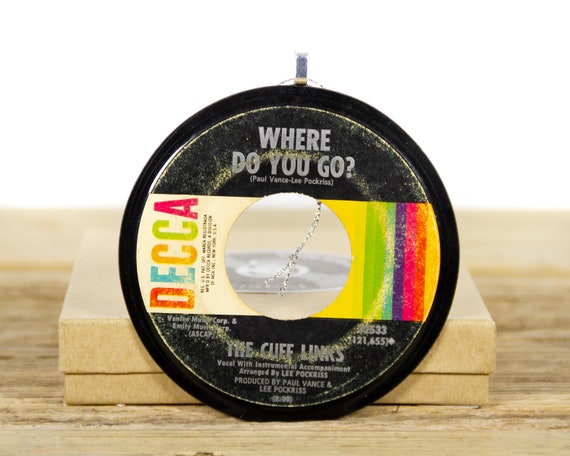 Vintage The Cuff Links "Where Do You Go?" Record Christmas Ornament from 1969 / Vintage Holiday Decor / Rock, Pop, Hard Rock