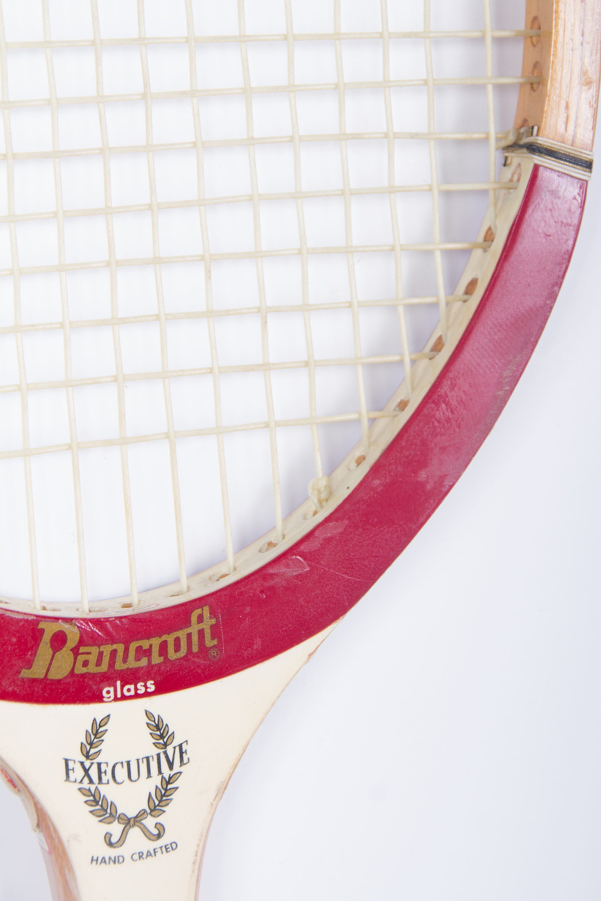 Vintage Wooden Tennis Racquet / Red White Bancroft Executive Tennis