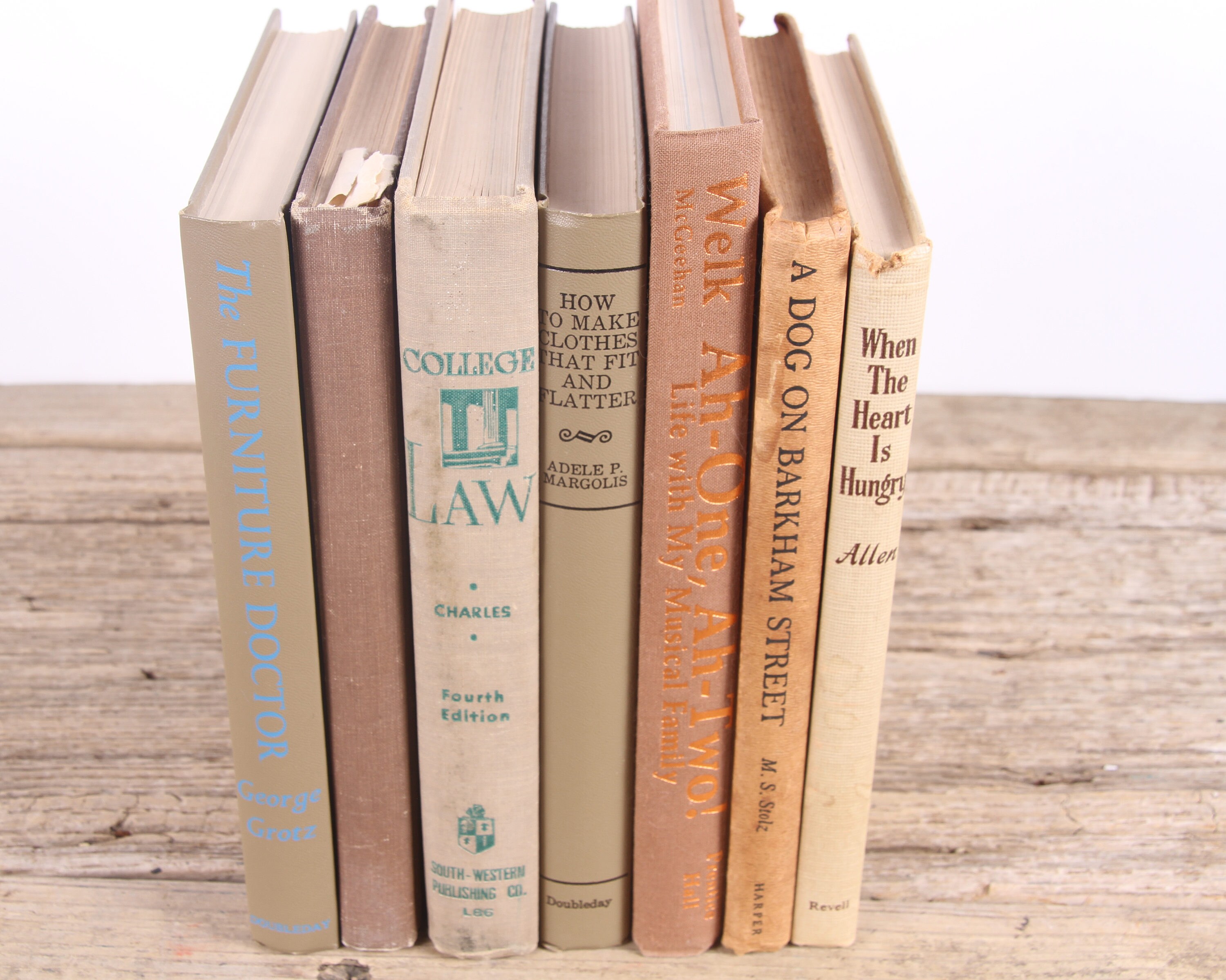 Brown & Tan Books / Old Books Vintage Books / Decorative Books