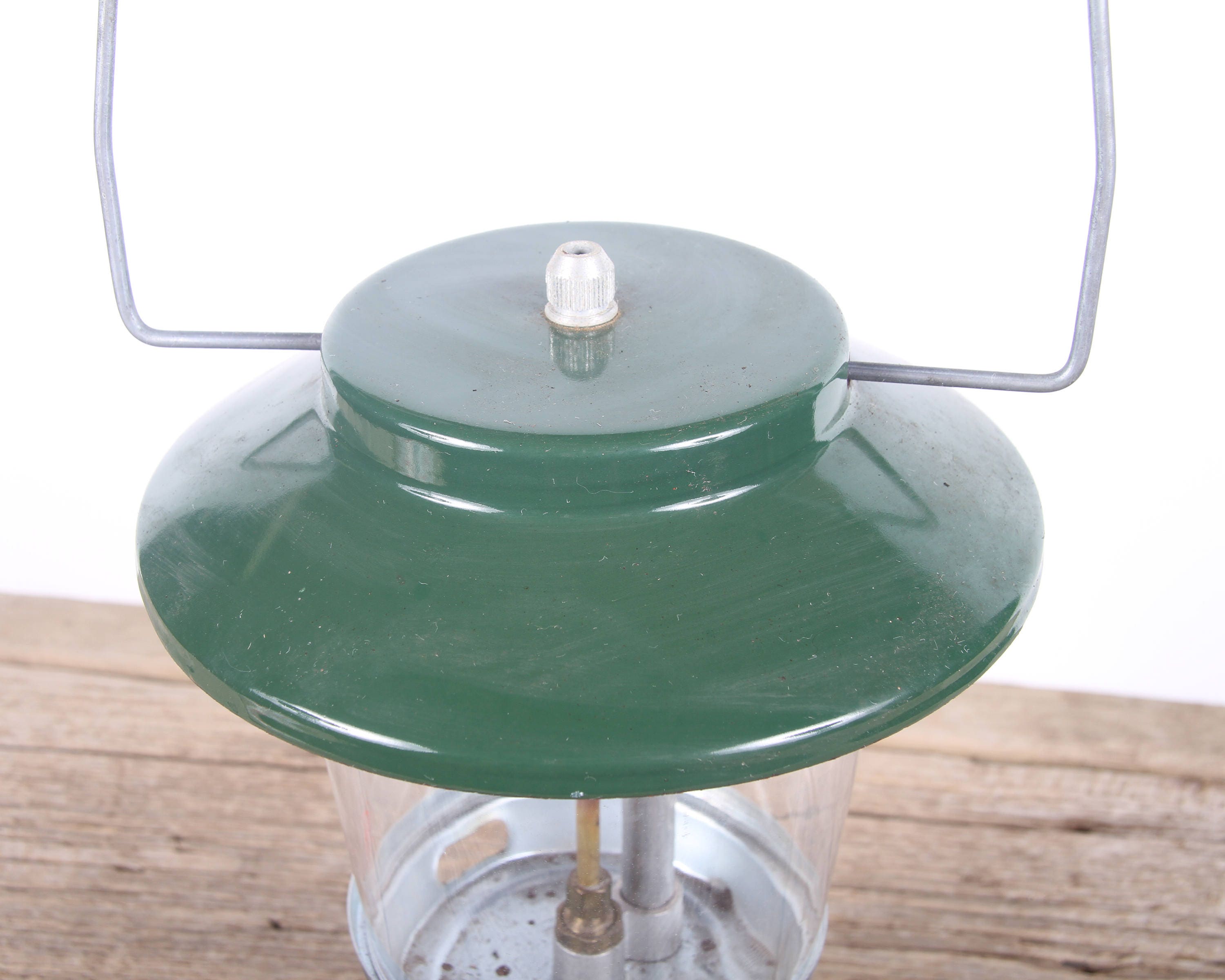Vintage Coleman 5114B Lantern / Green Antique White Fuel Lantern