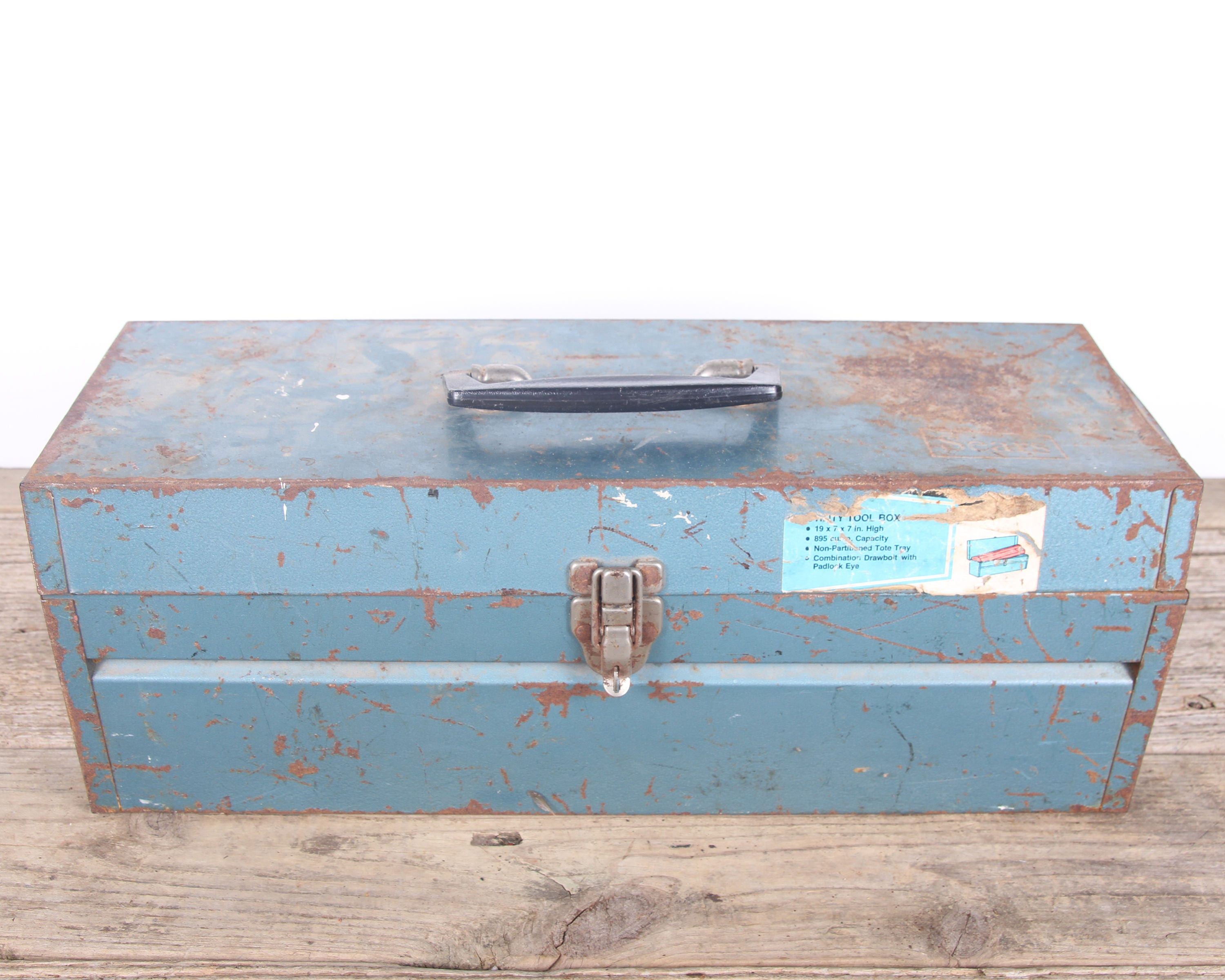 Vintage Blue Sears Metal Toolbox / Industrial Box / Metal Storage Box