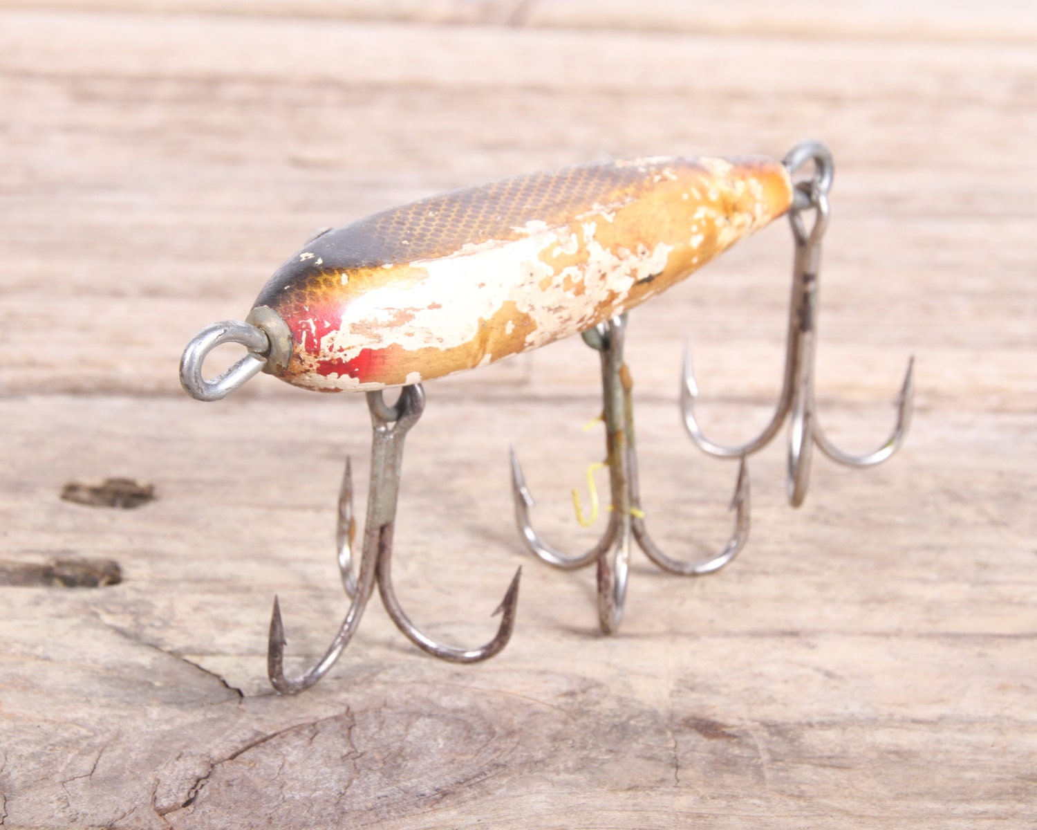 Large Wooden Fishing Lure / Old Wood Fishing Lure / Antique Green