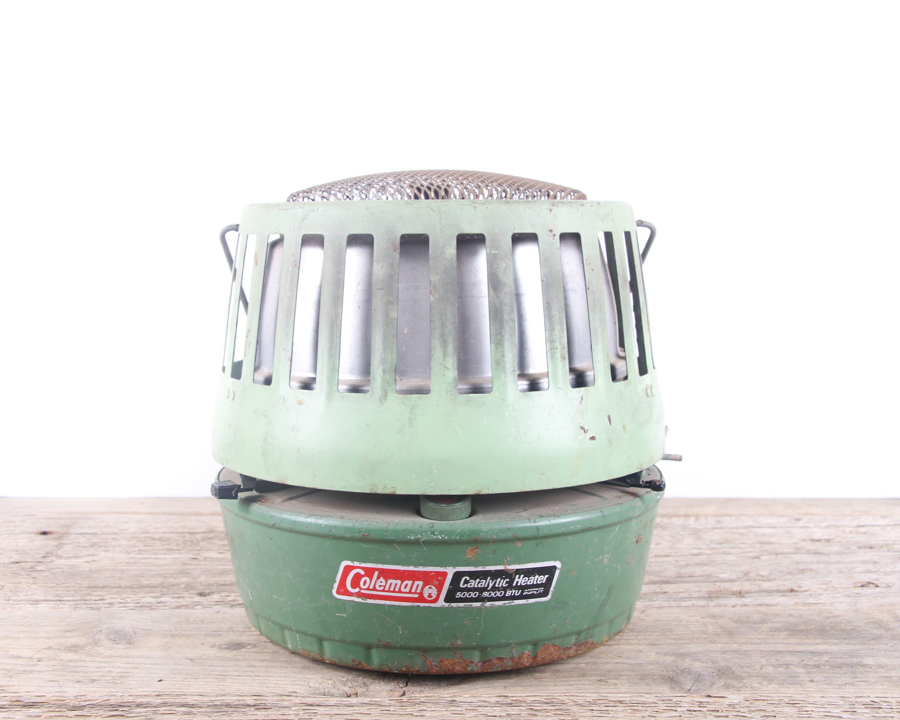 Vintage Coleman Catalytic Heater / Green Antique Outdoor Heater