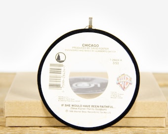 Vintage Chicago "If She Would Have Been Faithful" Record Christmas Ornament from 1986 / Vintage Holiday Decor / Rock, Pop