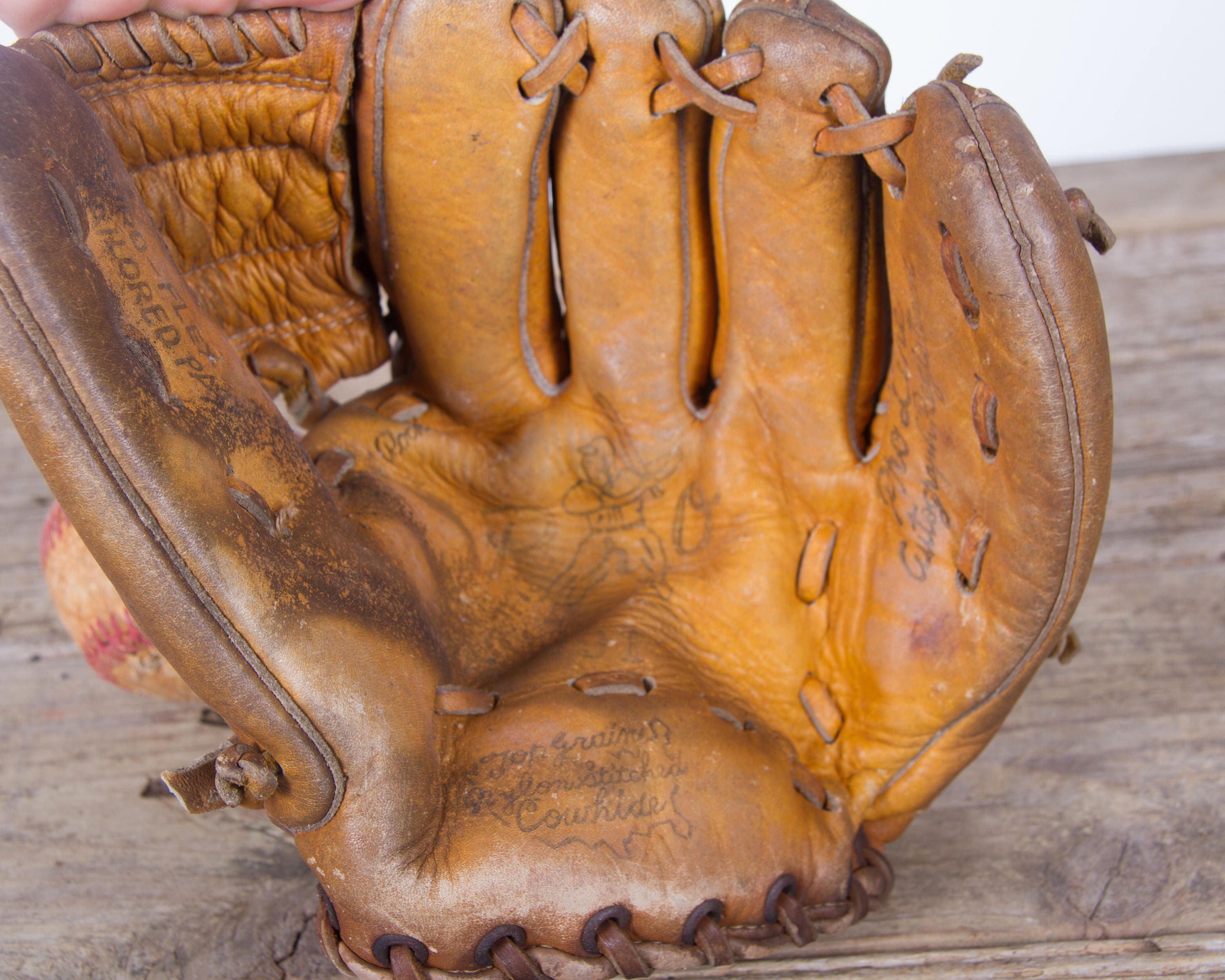 Old Vintage Leather Baseball Glove / Kids Proline Baseball Glove
