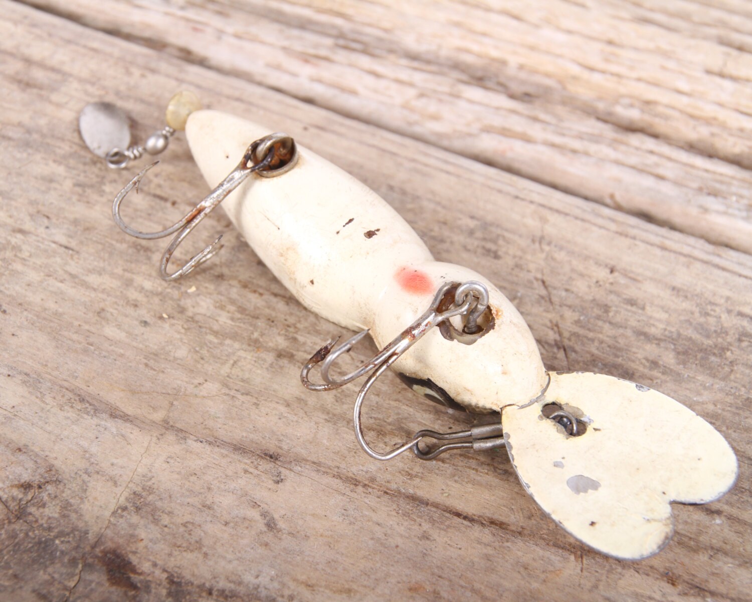 Old Fishing Lure / Black White Striped Fishing Lure / Fishing Decor