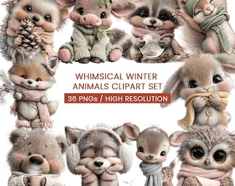 Clipart winterdieren | Cosy Forest png-set (digitale download)