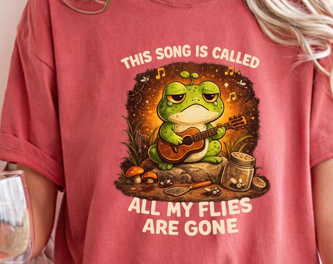 Funny Frog Playing Guitar T-Shirt | Cute Unisex Custom Shirt for Men & Women | Trendy Valentine Birthday Gift Tee
