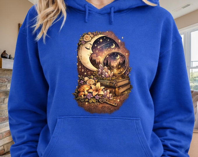 Autumn Moon Skull Hoodie | Fall Leaves, Pumpkin, Harvest Vibes