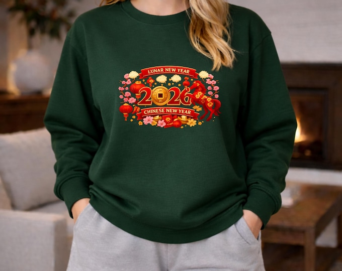 2026 Lunar New Year Ox Illustration Sweatshirt | Chinese New Year Lunar New Year Crewneck Sweatshirt