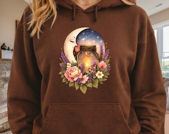Moonlit Skull with Sunflowers Hoodie | Gothic Floral Skull