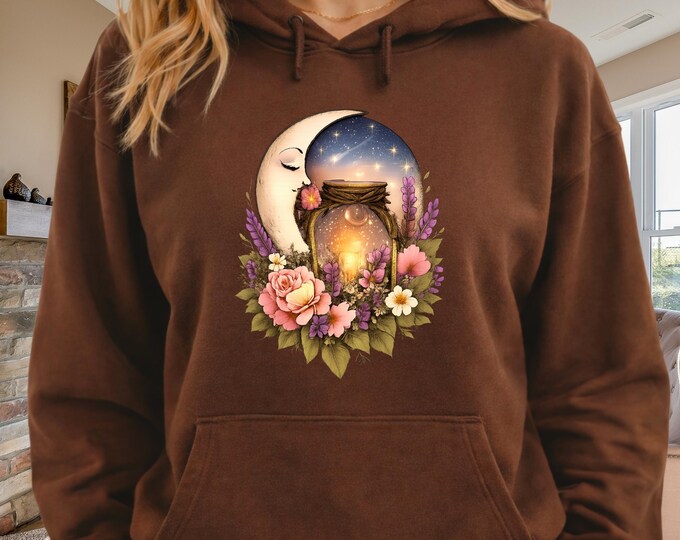 Moonlit Skull with Sunflowers Hoodie | Gothic Floral Skull