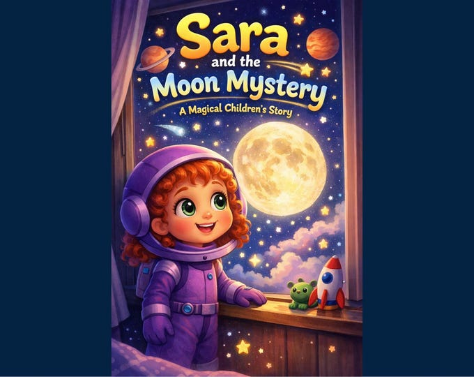 Sara and the Moon Mystery | Kids Adventure Story PDF | Space Story for Children | Bedtime Book Ages 4–8 | Digital Download