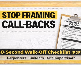 Framing Layout Checklist for Carpenters | Avoid Callbacks & Framing Errors | Construction Site Checklist PDF