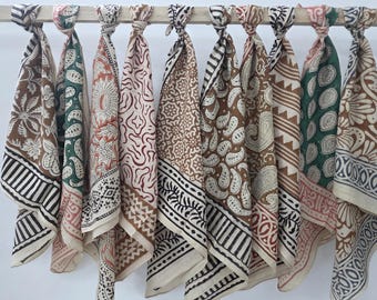 Ręcznie robiony bawełniany szalik typu bandana, szalik w stylu boho,