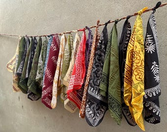 Ręcznie robiony bawełniany szalik typu bandana, szalik w stylu boho,
