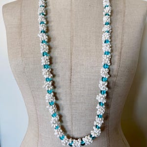 Iemanjá Necklace in Blue Glass and Shells - Unique Piece 53 cm - Vintage Indian Metal - "Axé no pescoço" Craftsmanship