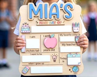 First Day Of School Board, Personalized Wooden Sign, Girls Back To School Prop, Custom Milestone Board, Last Day Of School