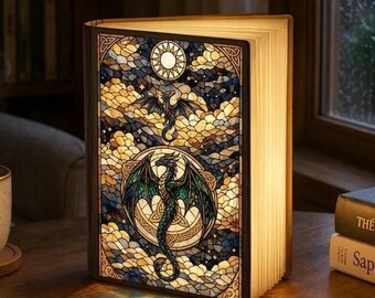 Fourth Wing Book Lamp, Stained Glass Dragon Decor, Rebecca Yarros Gift, Basgiath War College Light, Fantasy Reader Night Light, Bookish Fan