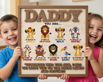 Lion King Father's Day Gift, Personalized Daddy Wood Sign, Simba Mufasa Custom Dad Gift, Pride Lands Wall Art, Gift for Him from Kids