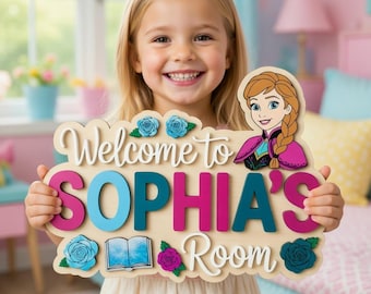 Personalized Anna Frozen Wooden Name Sign, Disney Door Hanger, Custom Disney Princess Wall Art, Frozen Nursery Decor, Baby Girl Gift