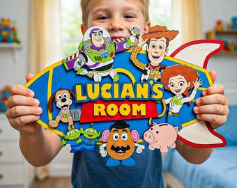 Personalized Toy Story Rocket Name Sign, Custom Kids Room Wall Decor, Woody Buzz Lightyear Nursery Art, Toy Story Birthday Gift for Boys