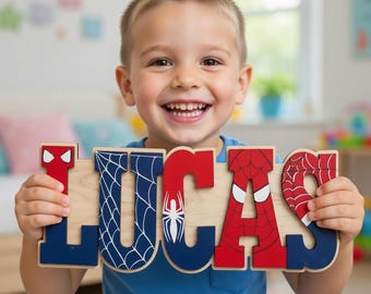 Spiderman Personalized Wooden Name Sign, Superhero Wall Decor for Boys, Custom Spiderman Name Plaque, Marvel Nursery Decor, Birthday Gift