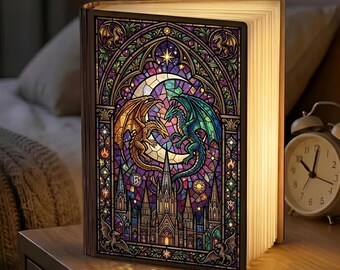 Fourth Wing Book Lamp, Stained Glass Dragon Decor, Rebecca Yarros Gift, Basgiath War College Light, Fantasy Reader Night Light, Bookish Fan