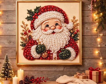 Kit de pintura de arte con diamantes de perlas navideñas para hacer tú mismo - Kit de manualidades para la decoración de paredes del hogar