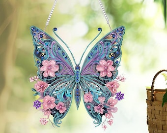 Butterfly Diamond Art Kit: 5D Mosaic Hanging Pendant for Adults