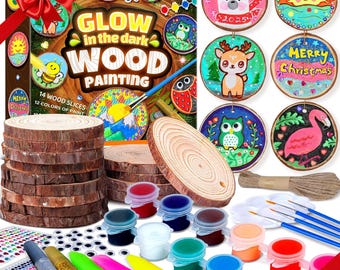 Kit de pintura de madera para niños: kits de manualidades que brillan en la oscuridad