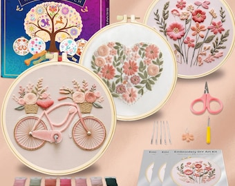 Kit de bordado para principiantes con video tutorial y caja de regalo.