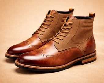 Men’s Retro Leather Martin Boots – British Style Mid-Top Casual Boots