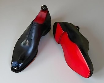 Ręcznie robione czarne skórzane buty Oxford: męskie buty wizytowe