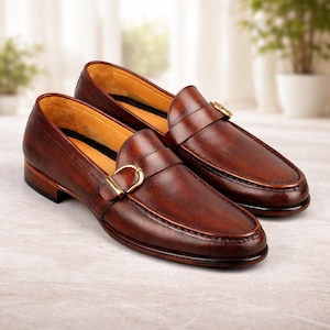 Brown Dress Shoes With Gold Buckles - Etsy