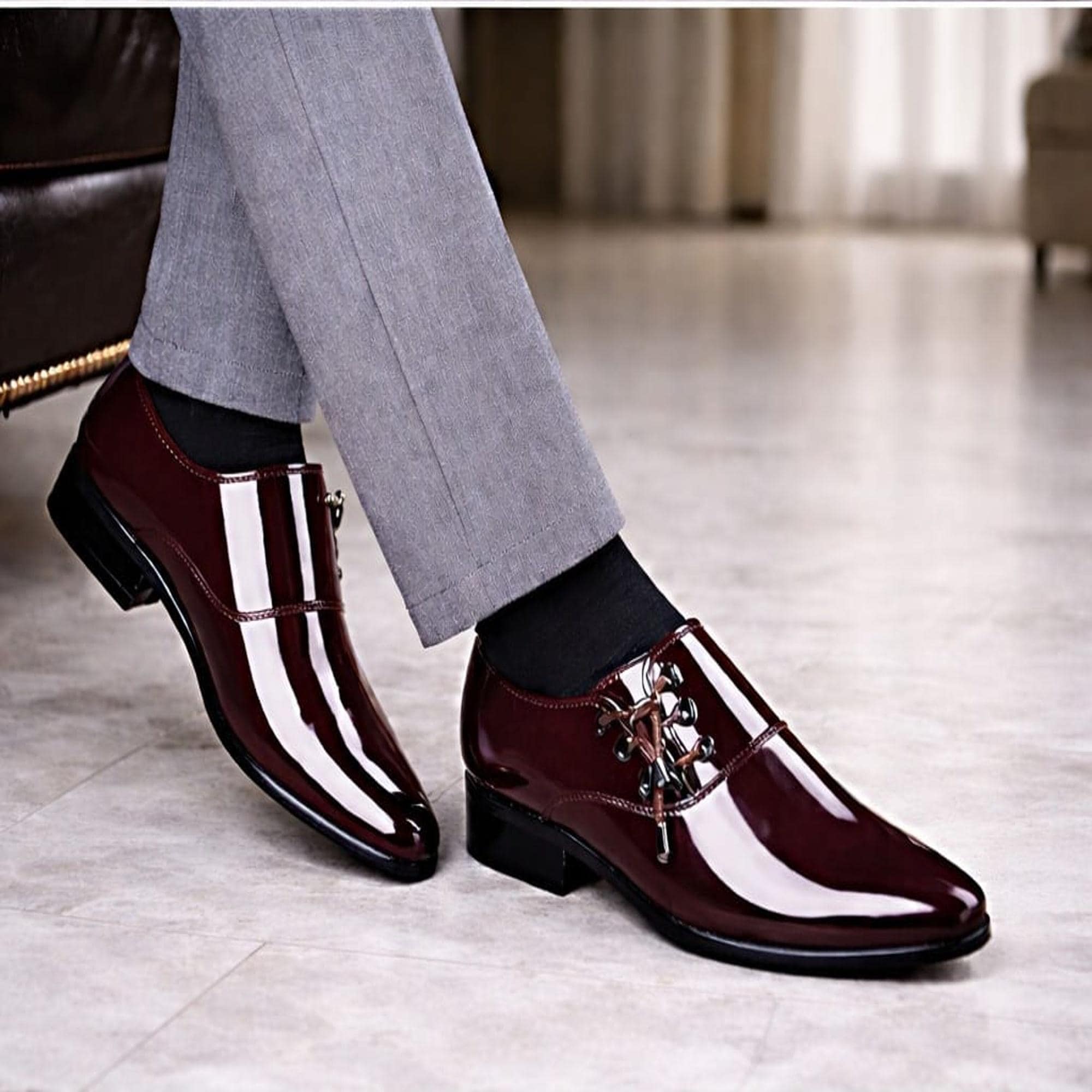 burgundy mens dress shoes sale Men's Patent Leather Handmade Luxury Formal | Wedding & Business Evening Footwear Buy Adrianna Papell Blue brights in blooms hero Size:10-12y leather shoes