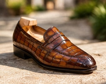 Handmade Avola Texture Leather Loafers – Men's Dress Shoes