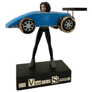 ovanlig bilskulpturdekoration, konstsamling, originalföremål, humor, i bilen, Simone