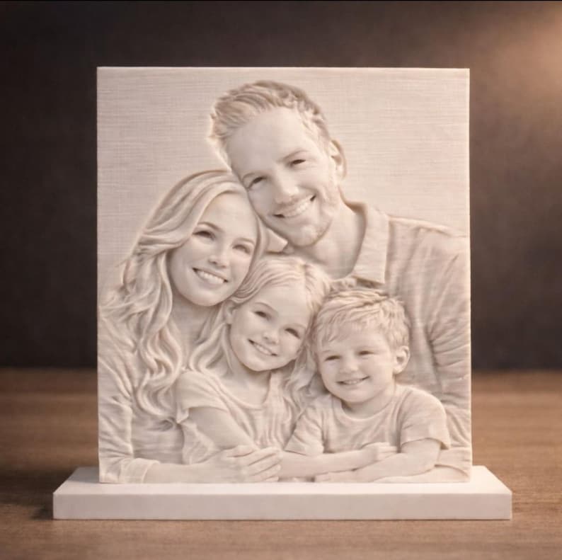 Custom 3D Photo From Picture, Personalized Family Gift, 3D Relief ...