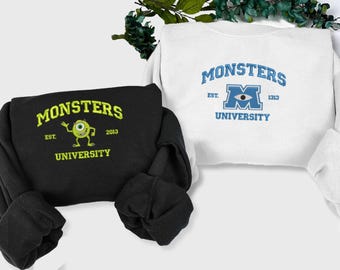 Sudadera bordada de Monsters University, jersey personalizado inspirado en Pixar de Mike Wazowski (año de fundación), sudadera a juego para parejas de películas de Disney.