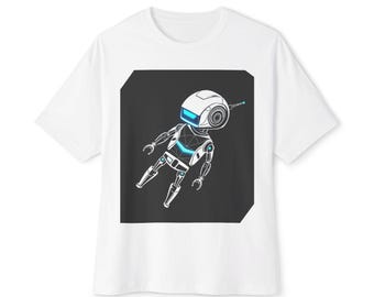 Blaues futuristisches Roboter-T-Shirt Sci-Fi-Roboter-Grafik-T-Stück Tech-Ästhetik-Hemd