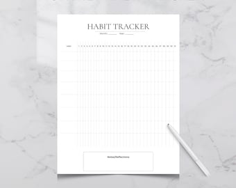 Rastreador de hábitos mínimo imprimible / Rastreador de hábitos mensual / Rastreador simple de productividad y bienestar (PDF)
