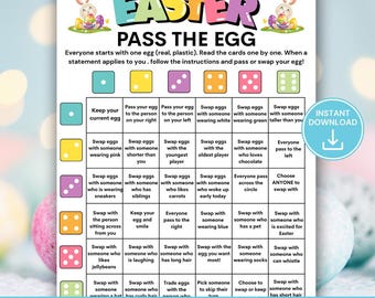Easter Pass the Egg Game, Easter Left Right Dice Game, Fun Easter Party Game for Kids & Adults, Easter Family Activity, Easter Egg Swap Game
