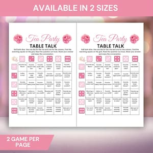 Tea Party Talk Table Game, Conversation Starter Cards for Tea Party ...