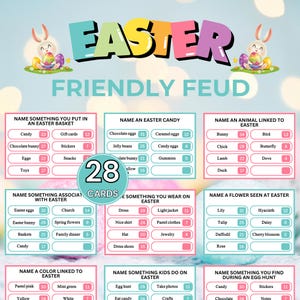 Easter Friendly Feud Game, Easter Party Game, Easter Trivia Game, Easter Activities for Kids and Adults, Family Easter Game,Printable Easter