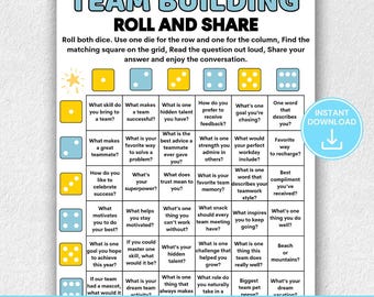 Team Building Roll and Share Game,Team Icebreaker Activity, Workplace Conversation Game, Office Team Meeting Game, Coworker Team Bonding