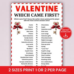 Valentine's Day Trivia Game, Which Came First, Couples & Family (Printable PDF)