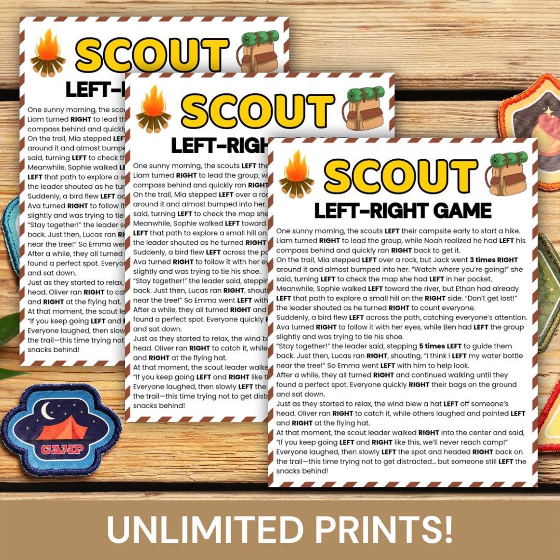 Scout Left Right Game Printable, Scout Gift Exchange Game, Camping ...